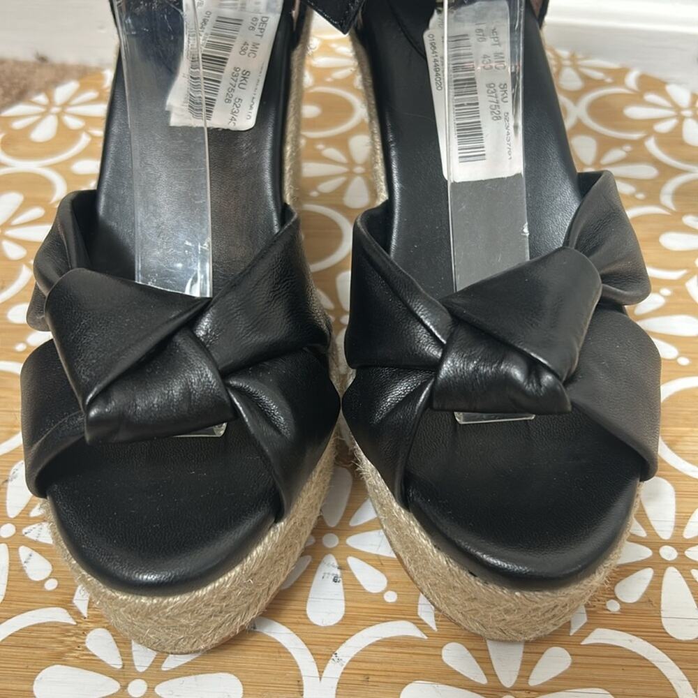 NWT Cole Haan Cloudfeel Hampton ankle tie espadrille wedge sandal in Black, 9 - Picture 6 of 11